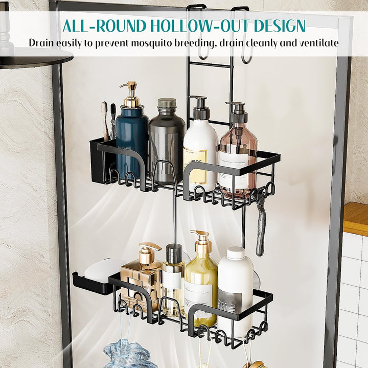 Duschregal Zum Hängen, Schwarz Duschablage ohne Bohren, Shampoo und Duschgel Halter Duschregal, für