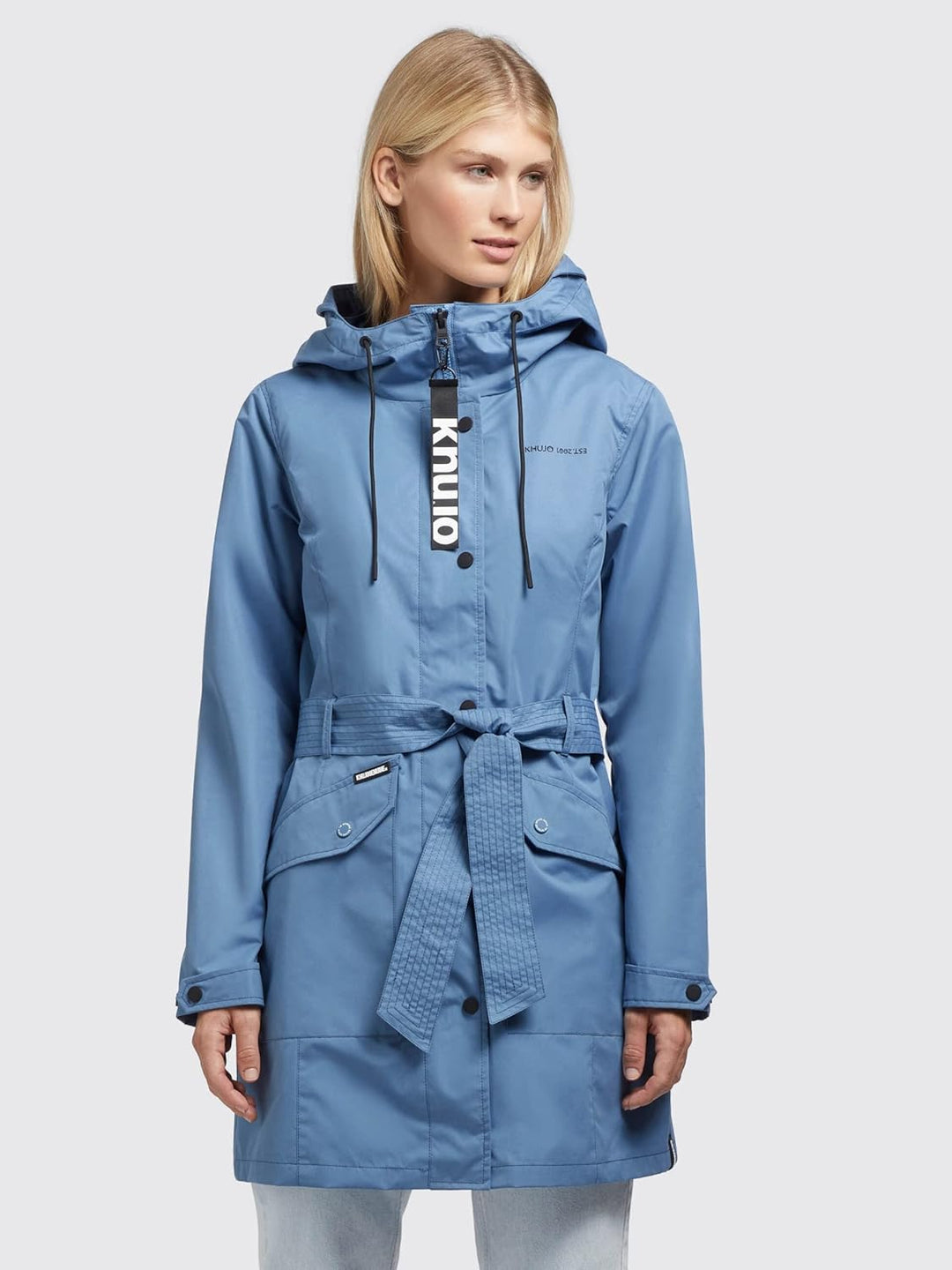 khujo Damen Mantel Trenchcoat Lauren3 Trench Übergangsjacke Kurzmantel XXL Sea-Blue, XXL Sea-Blue