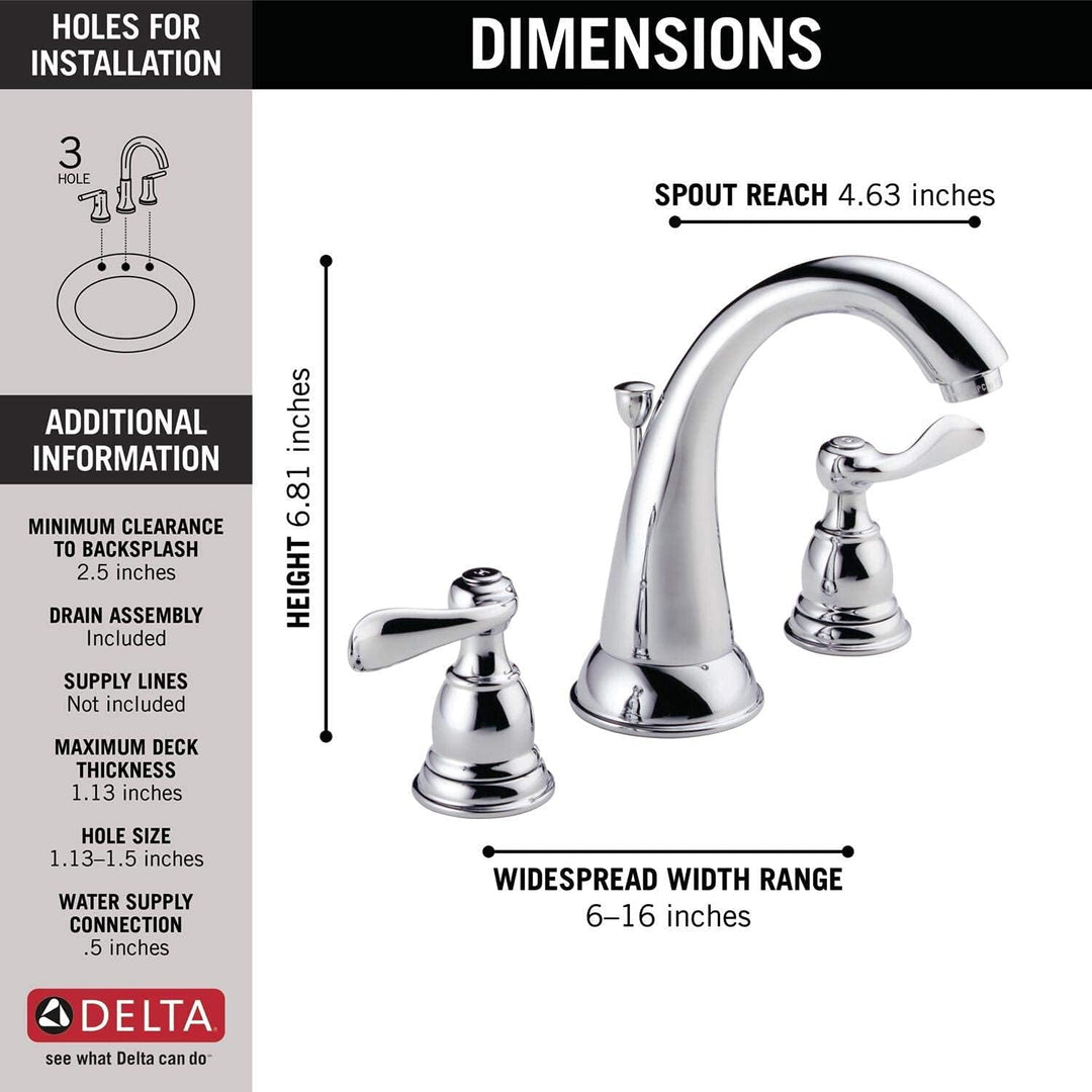 Delta Faucet B3596LF Windemere Weit verbreitet, Chrome, 9.05 x 11.35 x 14.00 inches, Chrome