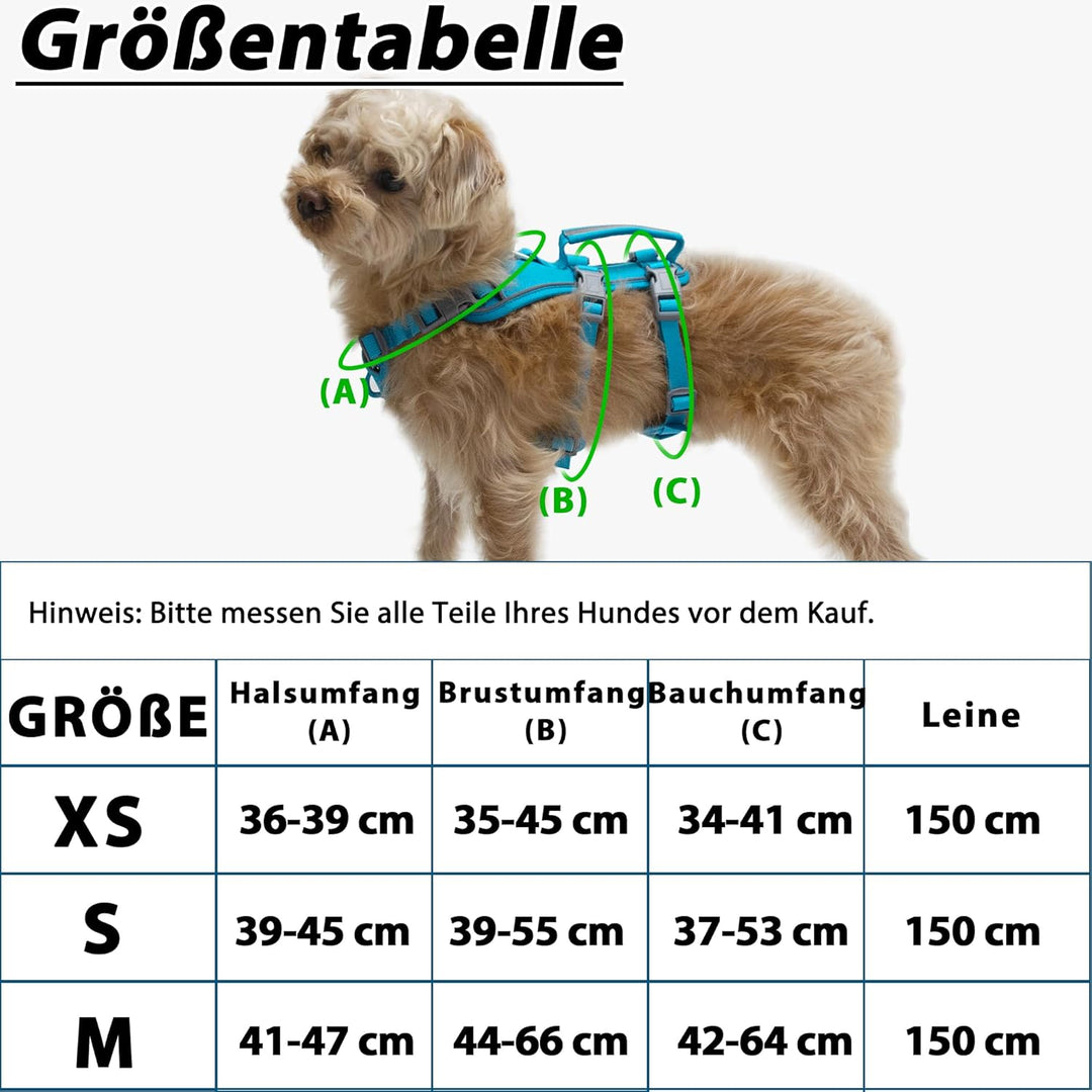 Wuffley Hundegeschirr mit Leine, Sicherheitsgeschirr Hund Ausbruchsicher, Anti Zug Hundegeschirr mit