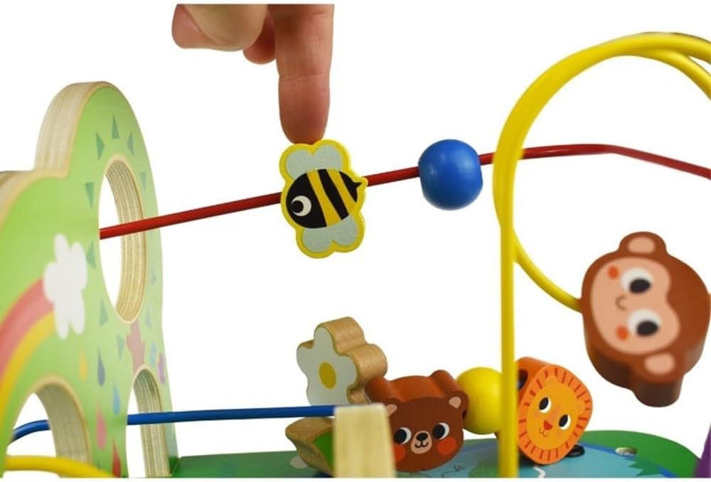 Tooky Toy Motorikschleife Wald FSC Holz: Perlenlabyrinth Spielzeug für Kinder, Montessori Lernspielz