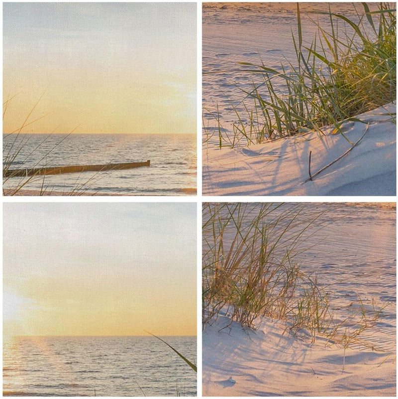 Bilder auf Leinwand 100x70cm Leinwandbild mit Rahmen Düne Strand Meer Gross Wanddeko Bild Schlafzimm