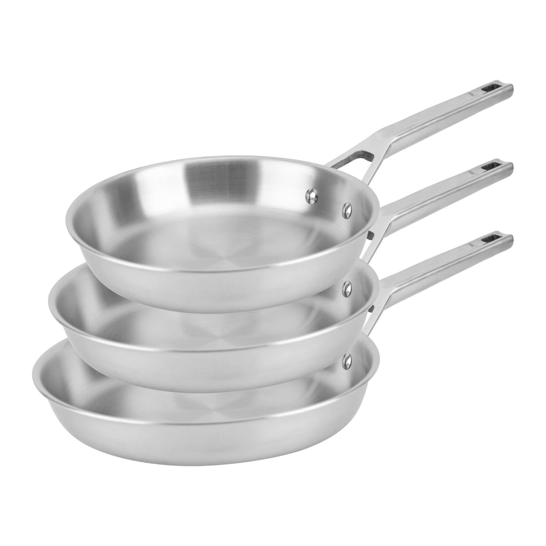Florina Set Bratpfannen aus Edelstahl LUCIDA | 20 CM, 24 CM, 28 CM | 3-teilig | 3-Schicht-Konstrukti