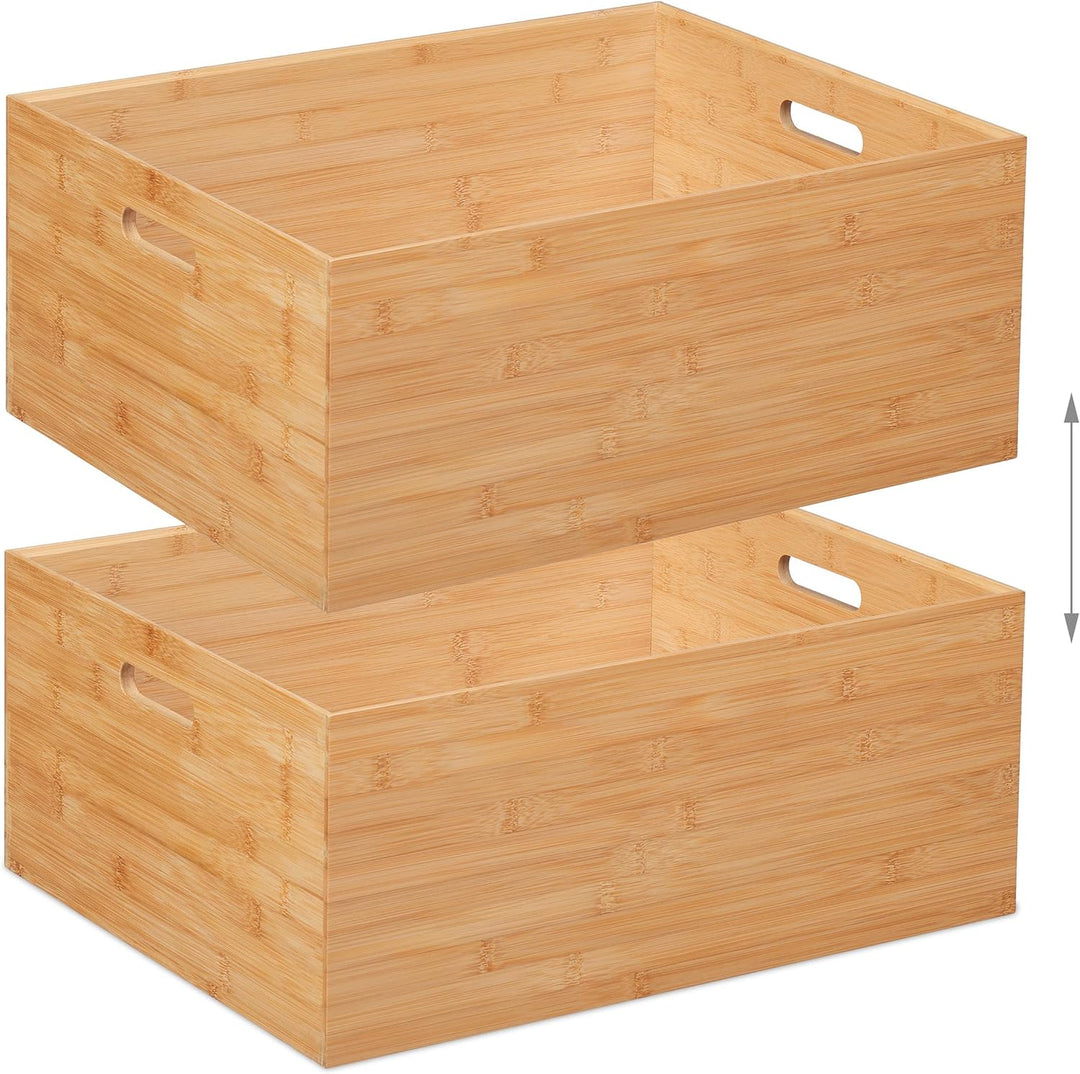 Relaxdays Aufbewahrungsbox Bambus, stapelbar, stabil, Bambuskiste ohne Deckel, HBT: 21 x 50 x 40 cm,