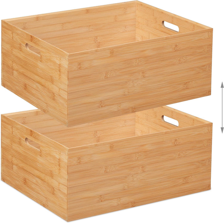 Relaxdays Aufbewahrungsbox Bambus, stapelbar, stabil, Bambuskiste ohne Deckel, HBT: 21 x 50 x 40 cm,