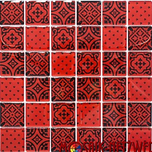 Mosaik Quadrat Crystal Optik rot Glasmosaik Transluzent Transparent 3D, Mosaikstein Format: 48x48x8