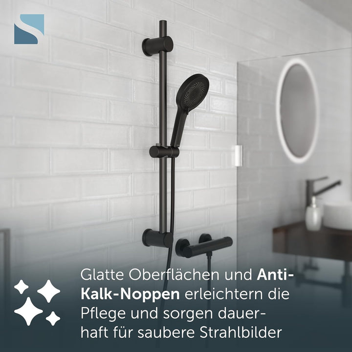 SCHÜTTE Handbrause SAMOA RAIN | Samtstrahl-Technologie | Duschkopf mit über 300 Düsen | 3 einstellba