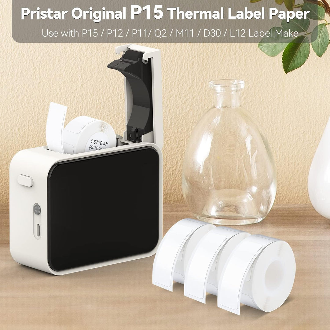 Pristar P15 Labels, 3 Rollen 12 mm * 40 mm Selbstklebendes Thermoband Etiketten, Kompatibel mit P15