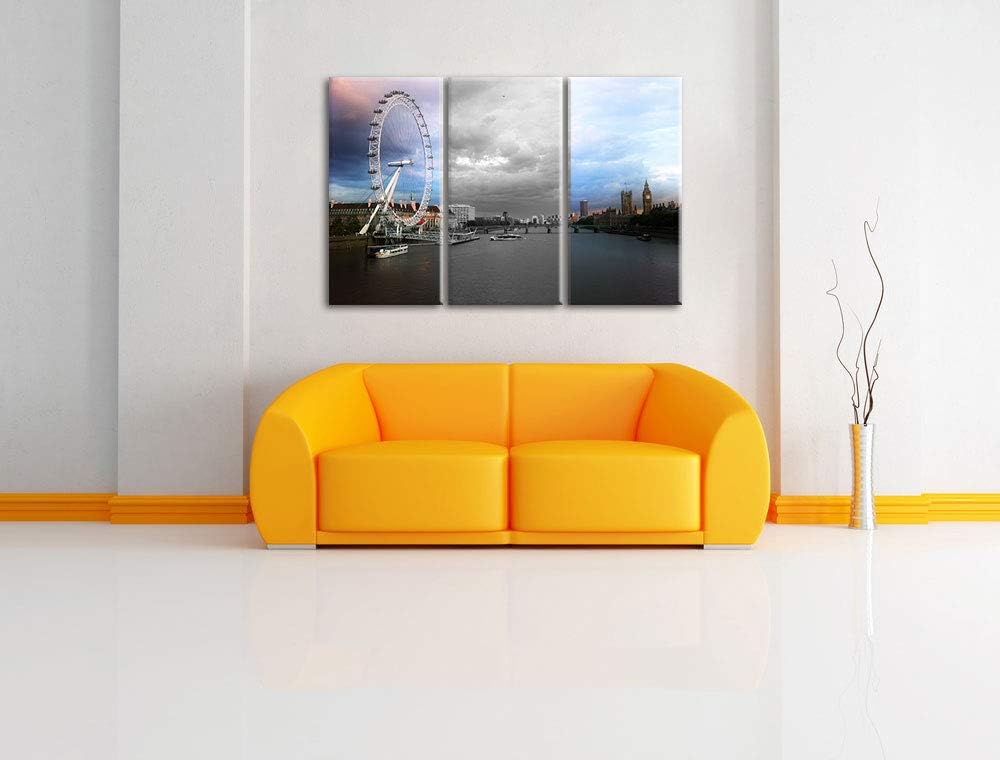 Eindruckvolles London Eye Riesenrad schwarz/weiss 3-Teiler Leinwandbild 120x80 Bild auf Leinwand, XX