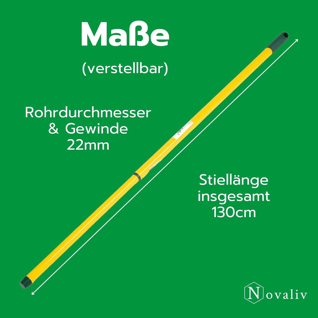 Novaliv 3 Stück Teleskop Besenstiel mit Gewinde 80-130 cm Gelb Grün Metallstiel für Besen deutsches