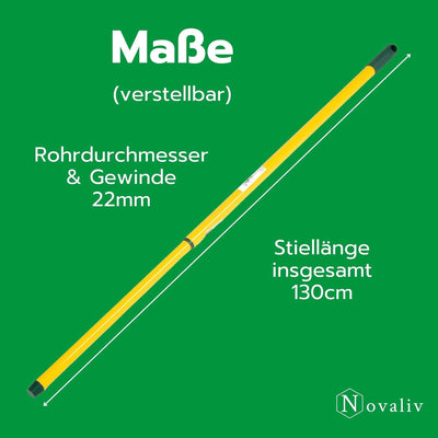 Novaliv 3 Stück Teleskop Besenstiel mit Gewinde 80-130 cm Gelb Grün Metallstiel für Besen deutsches