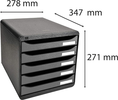 Exacompta 309738D Premium Ablagebox mit 5 Schubladen für DIN A4+ Dokumente. Stapelbare Schubladenbox