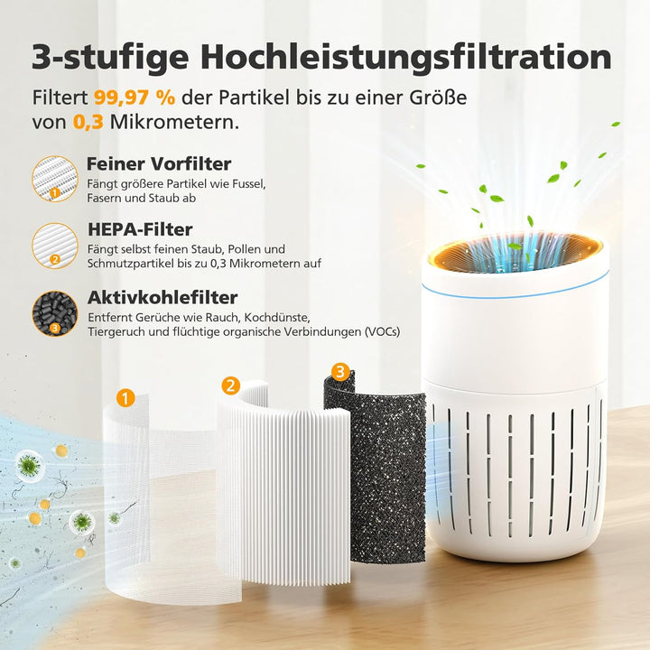 Air 2000 Ersatzfilter für Bosch Air 2000 Luftreiniger, 3-in-1 HEPA-Filter mit Hocheffizienter Aktivk