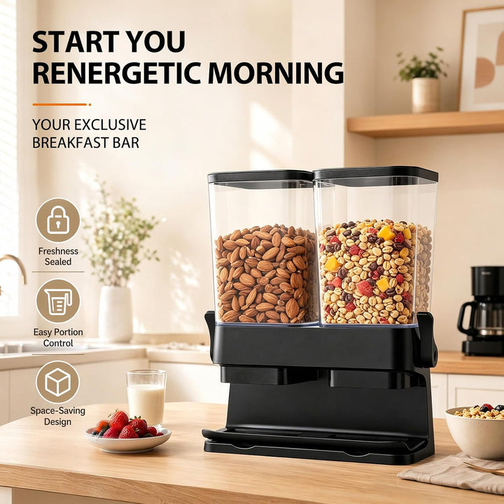 Müslispender 2er Pack, Doppelte 3L Luftdichte Müsli-Speicherkiste, Grosse Kapazität Cereal Dispenser