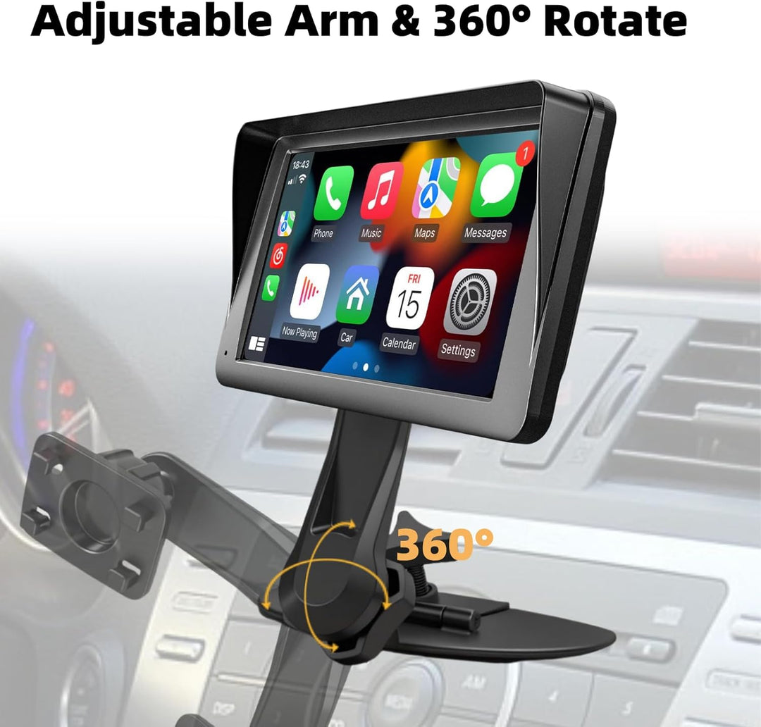 CD SchlitzHalterung für CarPlay Bildschirm Verstellbarer Arm und 360° Drehbarer Universalkopf Kompat