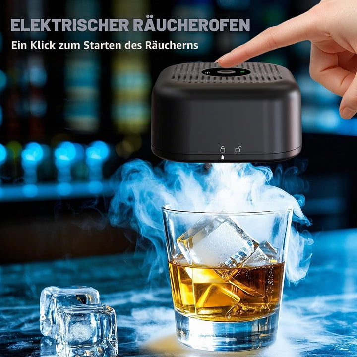 Elektrischer Whisky Smoker Set mit 6 Holzchips, Wiederaufladbare Cocktail Smoker Kit, Saturn S-moker