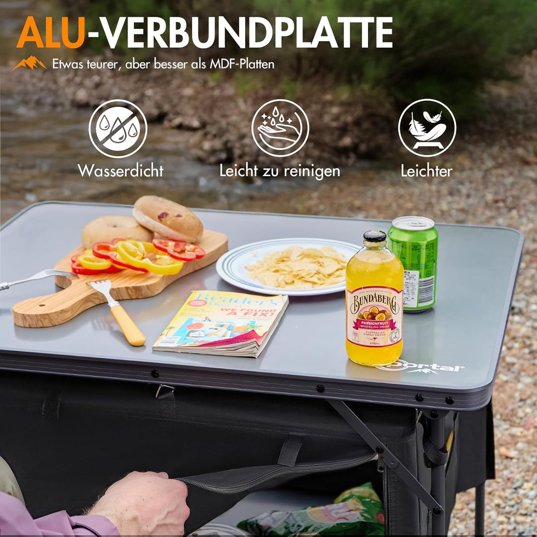 Portal Campingtisch Faltbar mit Stauraum Klapptisch klappbar Esstisch Mini Gartentisch Ultraleicht f