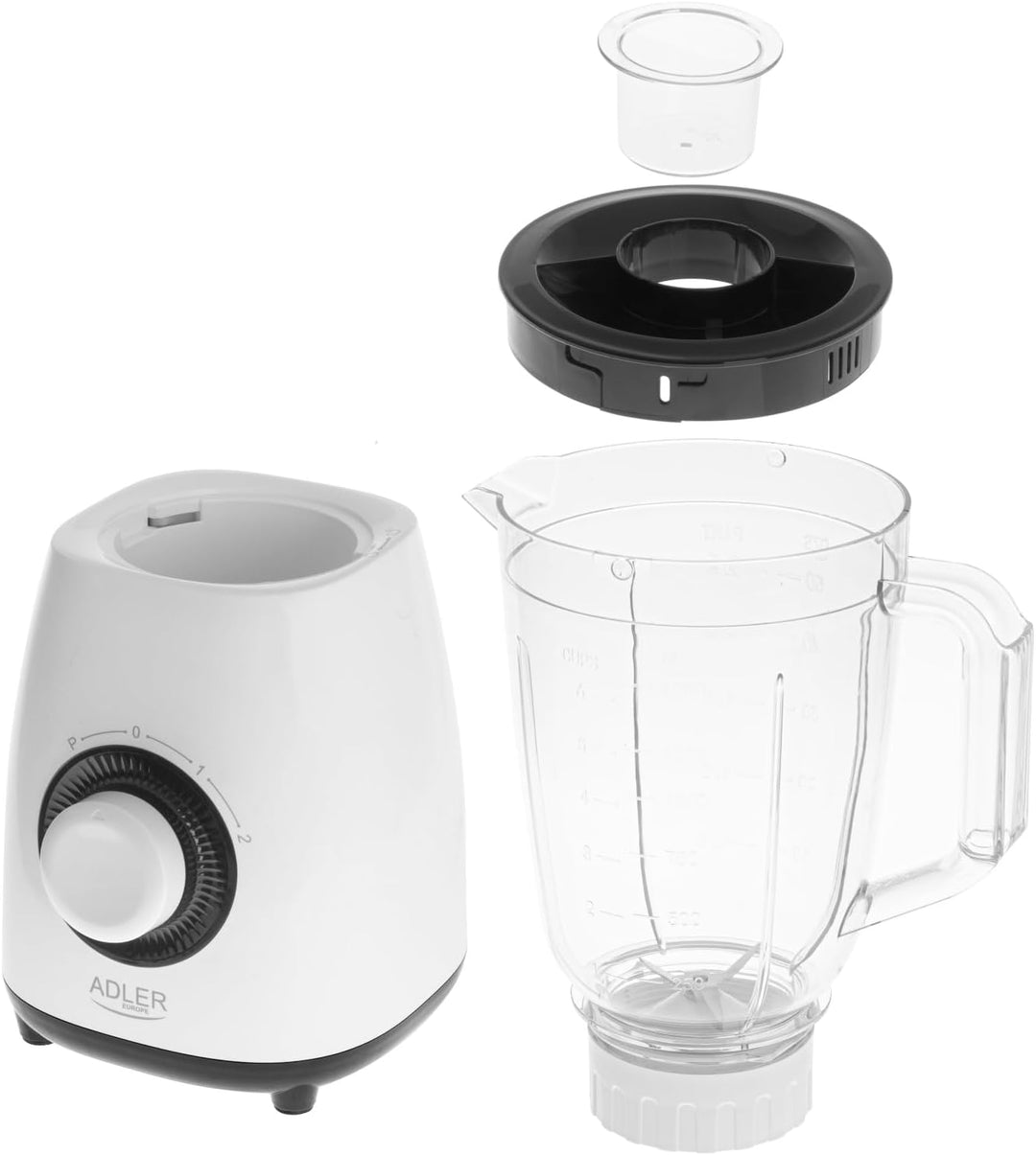 ADLER Praktischer Kunststoff-Mixer, 1000 W, 1,5 l Behälter, Impulsfunktion
