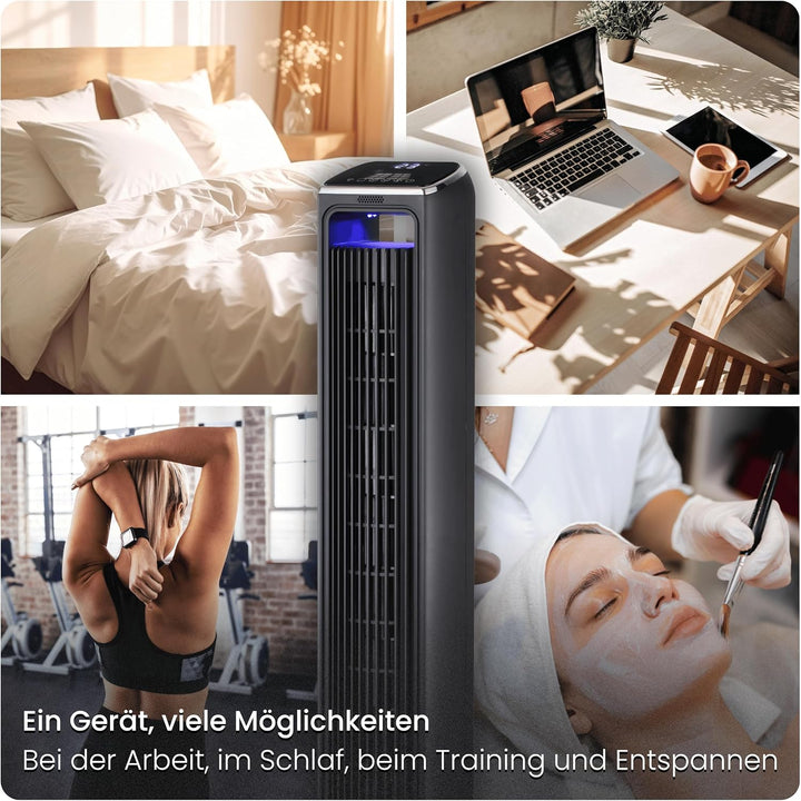 Turmventilator ION 107cm WiFi Tuya, Ionisator & grosses Duftfach, Starker 6m/s Wind, 90° Oszillation