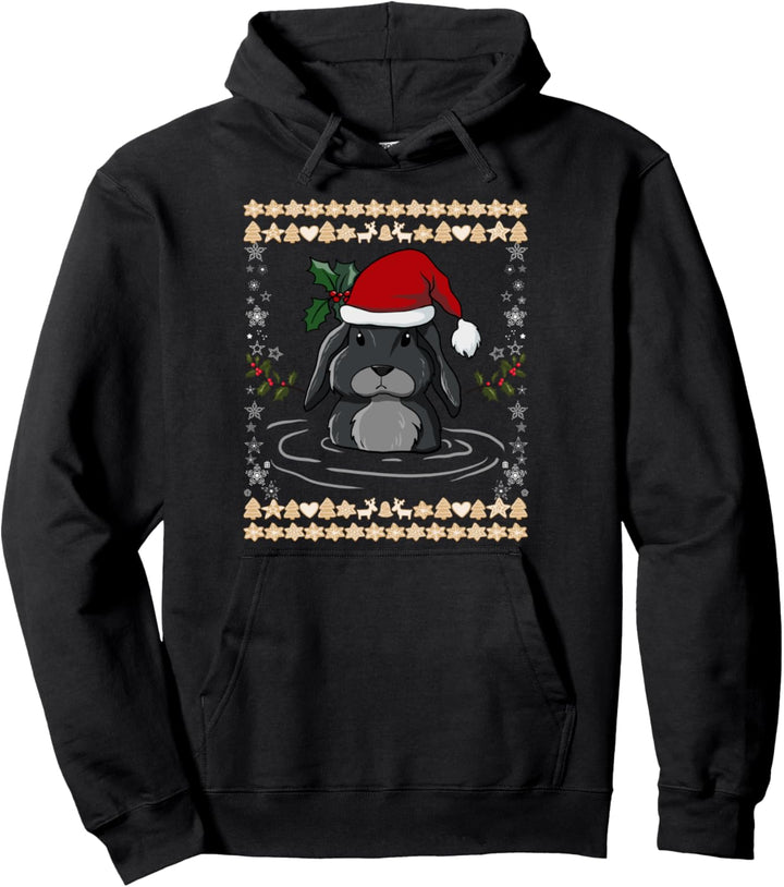 Weihnachtsmann Hase Lustige Retro Familie Lebkuchen Ugly Christmas Pullover Hoodie