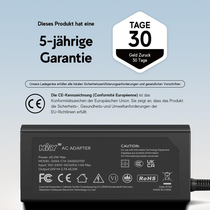 HKY Universal Netzteil 24V Ladegerät für Casio AD-E24250LW ADE24250LW, Bosch Luftreiniger Air 4000,