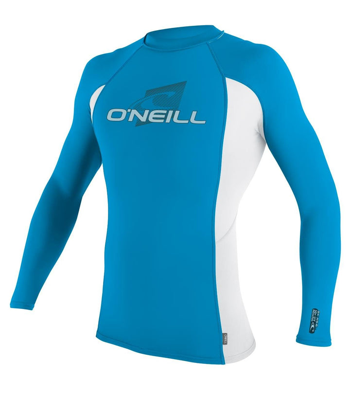O'Neill Rash Vests - O'Neill Youth Skins Long Sleeve Crew Rash Vest - Sky/ White/ Sky