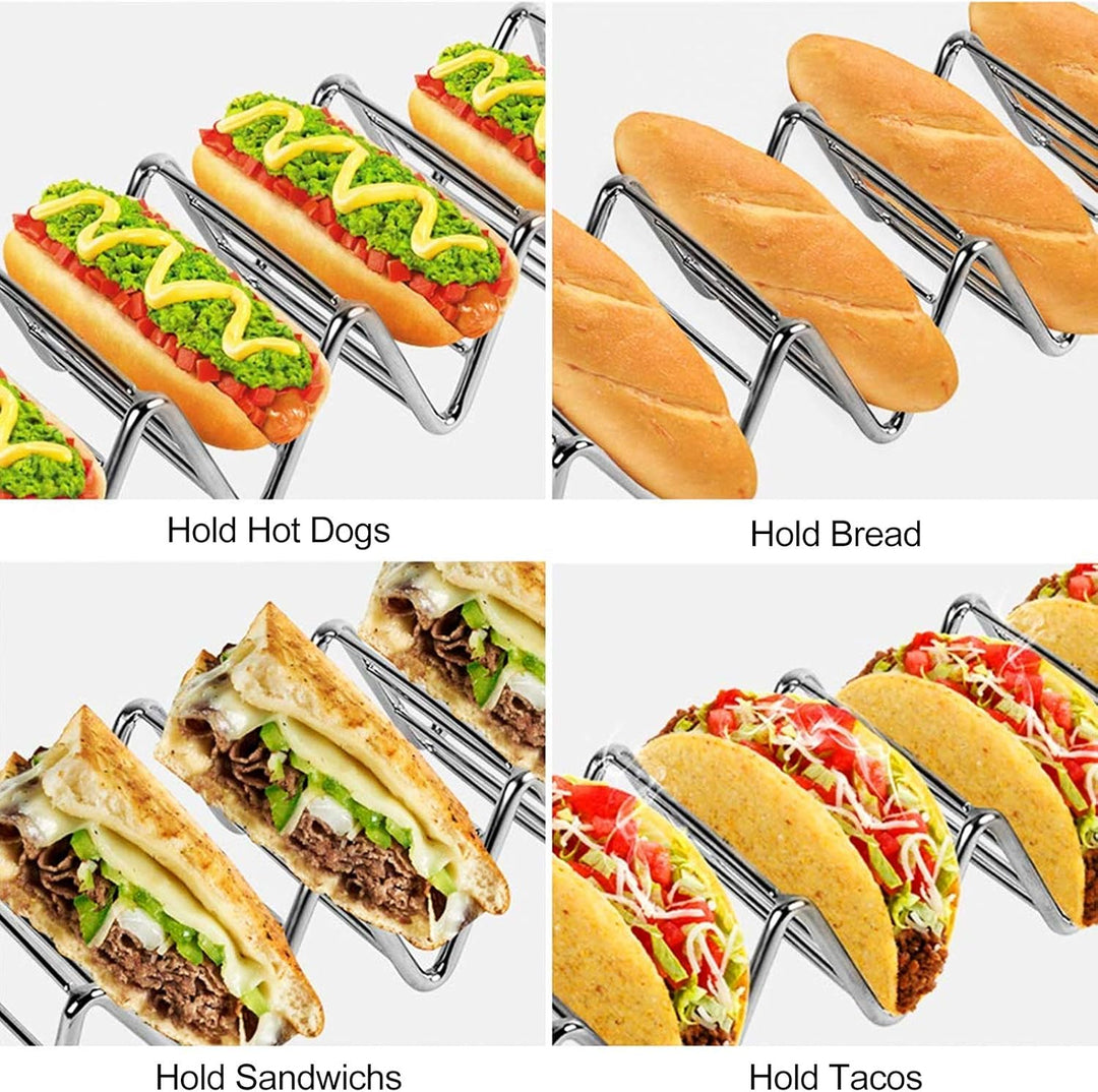 Taco-Ständer aus Edelstahl, 4 Taschen, Taco-Halterung, Wellenform, Küchenzubehör, für harte oder wei