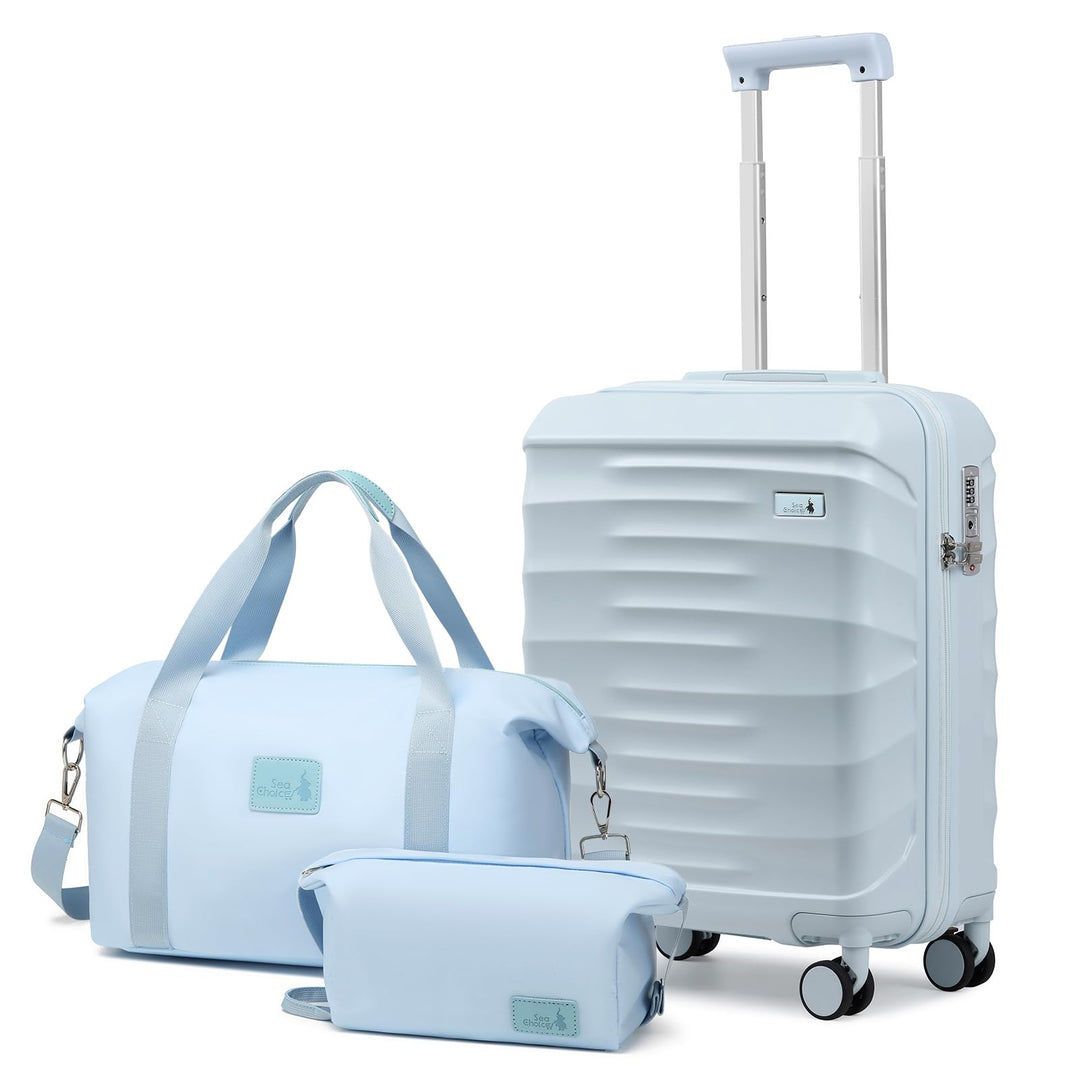 Sea choice Koffer Handgepäck 55cm Hartschalenkoffer 100% ABS Reisekoffer 1 Reisetasche und mit Kultu