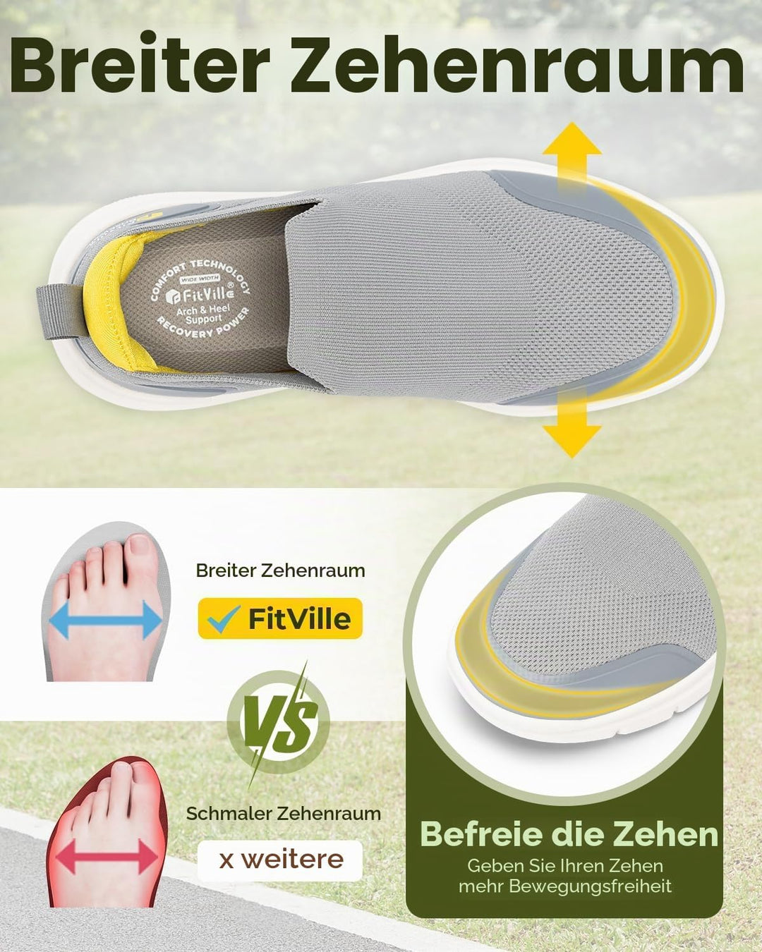 FitVille Herren Slip on Sneakers Extra Weite Leichte Slipper Schuhe Herren extra breit Atmungsaktiv