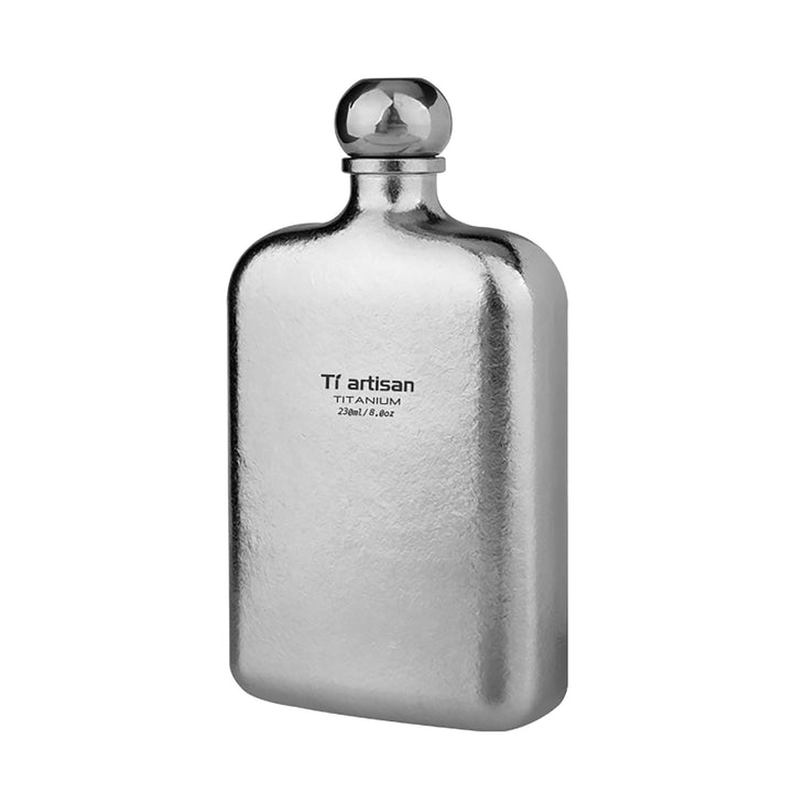 Ti artisan Titan Flachmann mit Trichter Ultraleichte Squre Titanium Hip Flask Whisky Glaskolben für