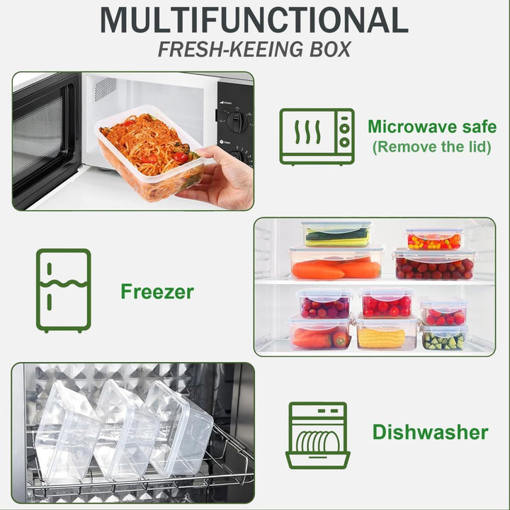 48er Frischhaltedosen mit Deckel, Meal Prep Boxen, Vorratsdosen Set (24 Behälter+24 Deckel), Aufbewa