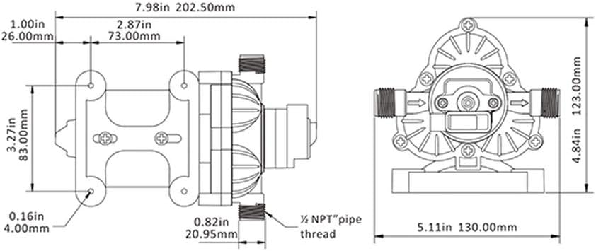 Seaflo 33 Serie Membranpumpe 12V/24V/220V 3.0GPM 45PSI(220 Volt)