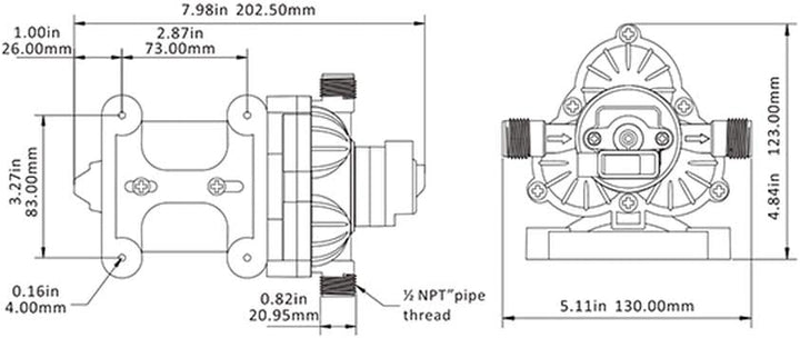 Seaflo 33 Serie Membranpumpe 12V/24V/220V 3.0GPM 45PSI(220 Volt)