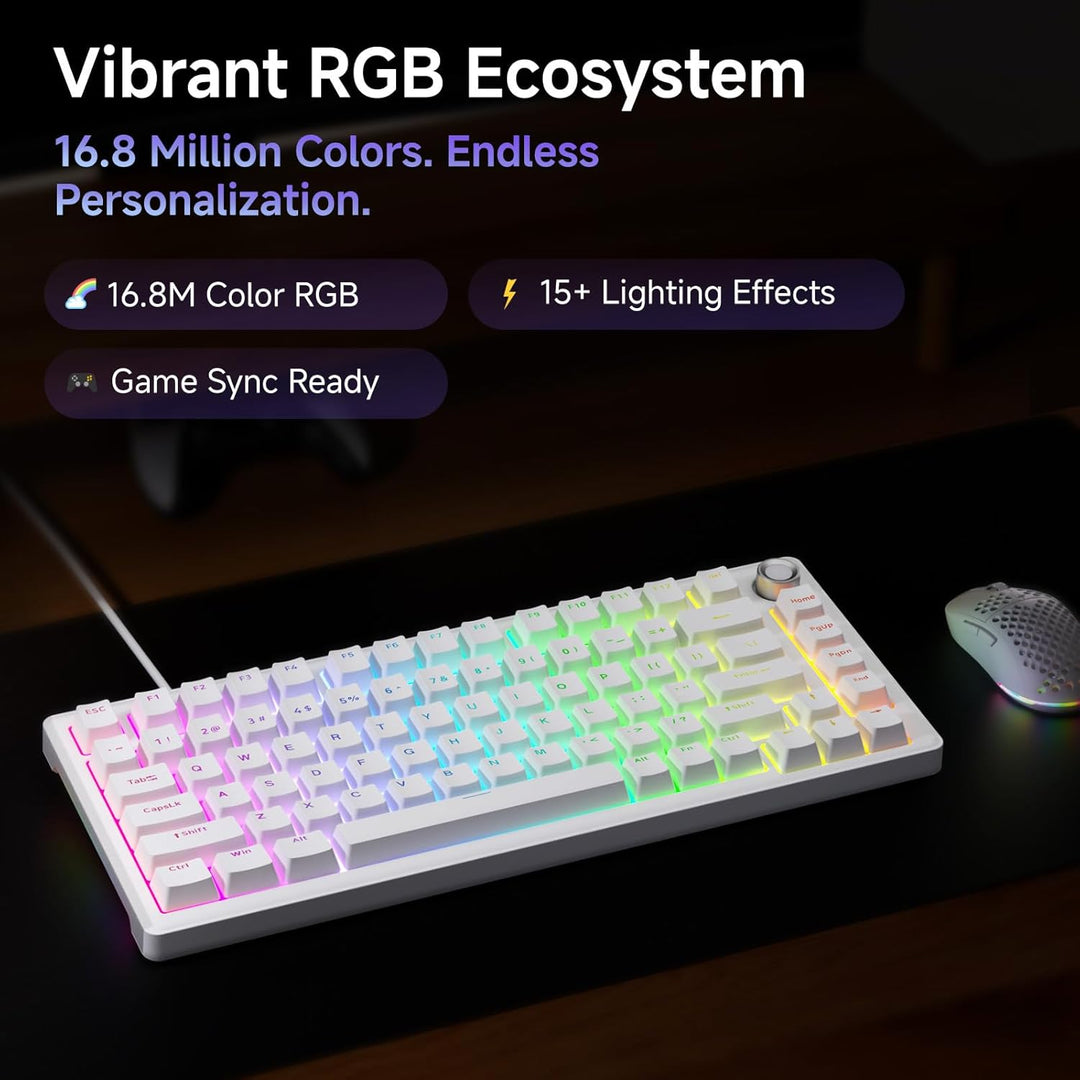 Dierya DK81E Gaming Tastatur,75% Prozent Gasket Mechanische Tastatur mit Knopf,RGB Hot Swap Linearer