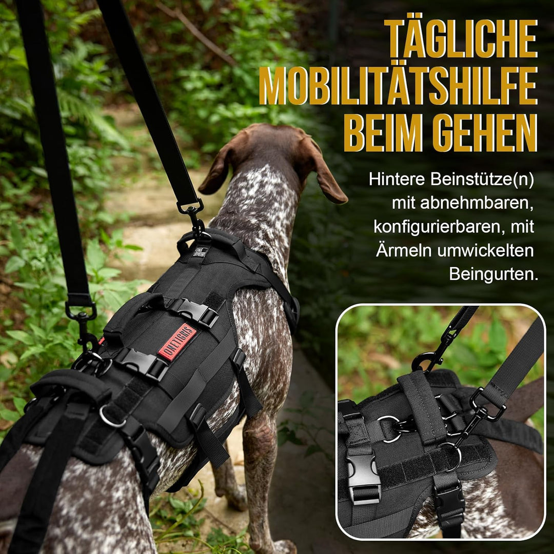 OneTigris Hundegeschirr, Invictus Hunde Tragehilfe für Mittelgrosse Grosse, Einstellbar Gehhilfe für