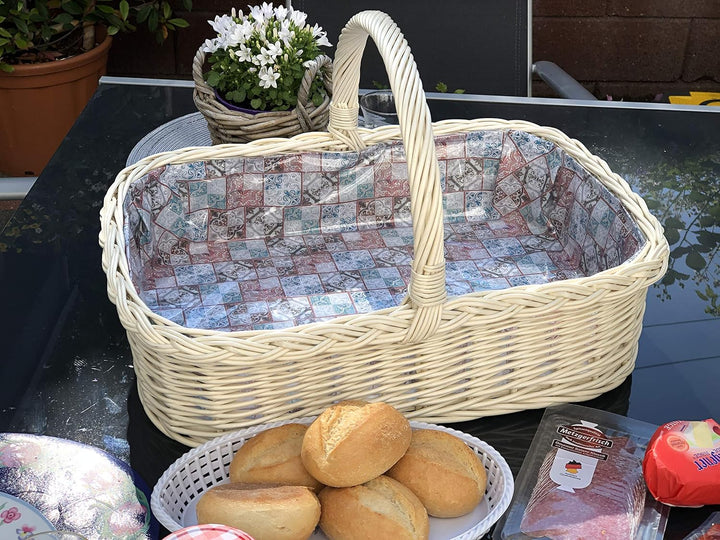 Tablett aus heller Weide mit Futter orientalisches Mosaik