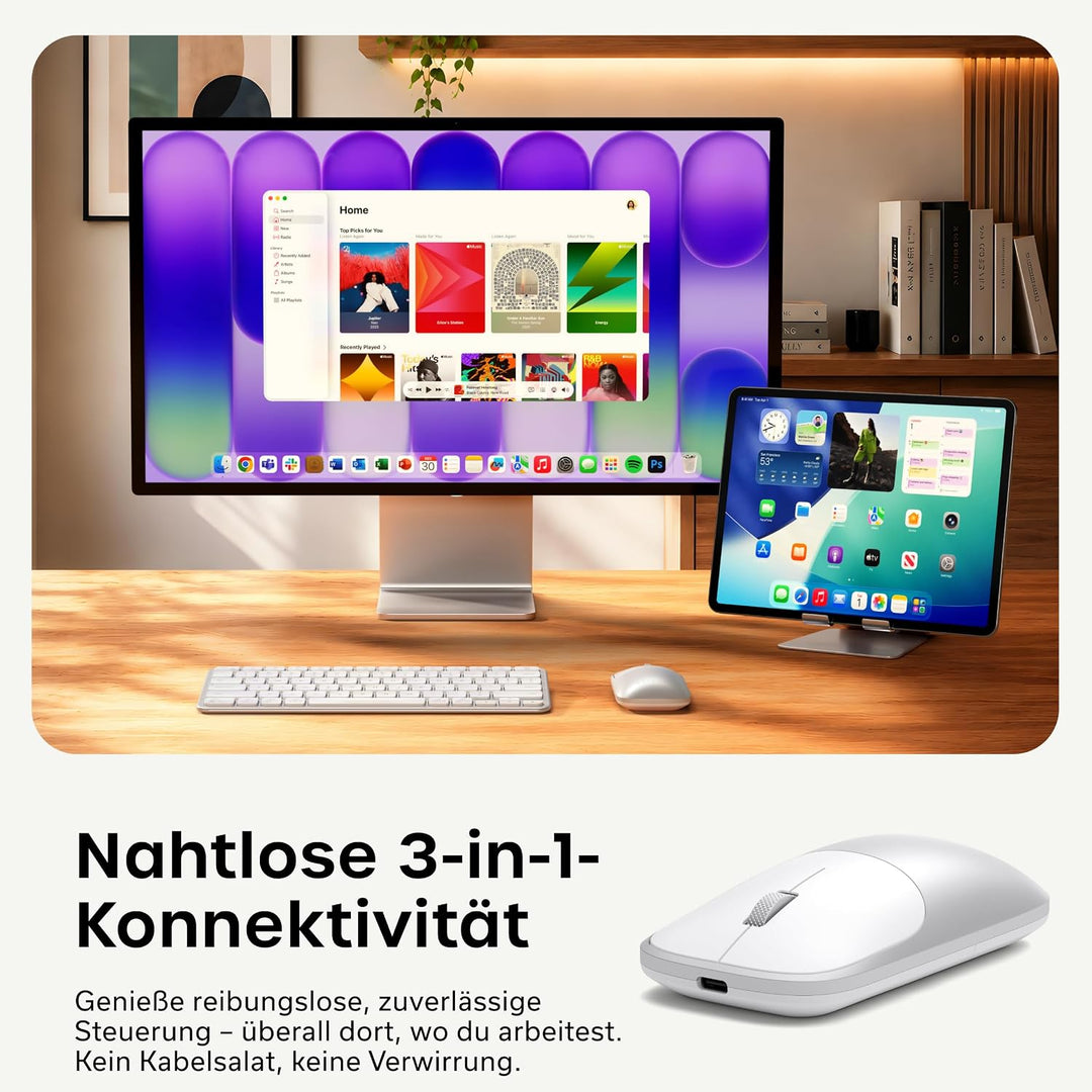 SATECHI Slim EX Kabellose Computermaus, Multi Device Bluetooth & 2,4-GHz für macOS, Windows, iPadOS