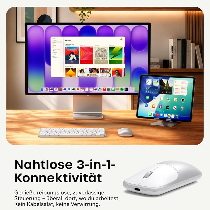 SATECHI Slim EX Kabellose Computermaus, Multi Device Bluetooth & 2,4-GHz für macOS, Windows, iPadOS