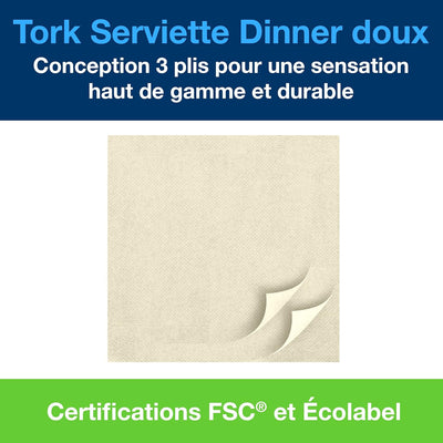 Tork 477622 Soft Dinnerservietten Sand 1/8 Falz / 3-lagige Papierservietten / Ideale Grösse für ein