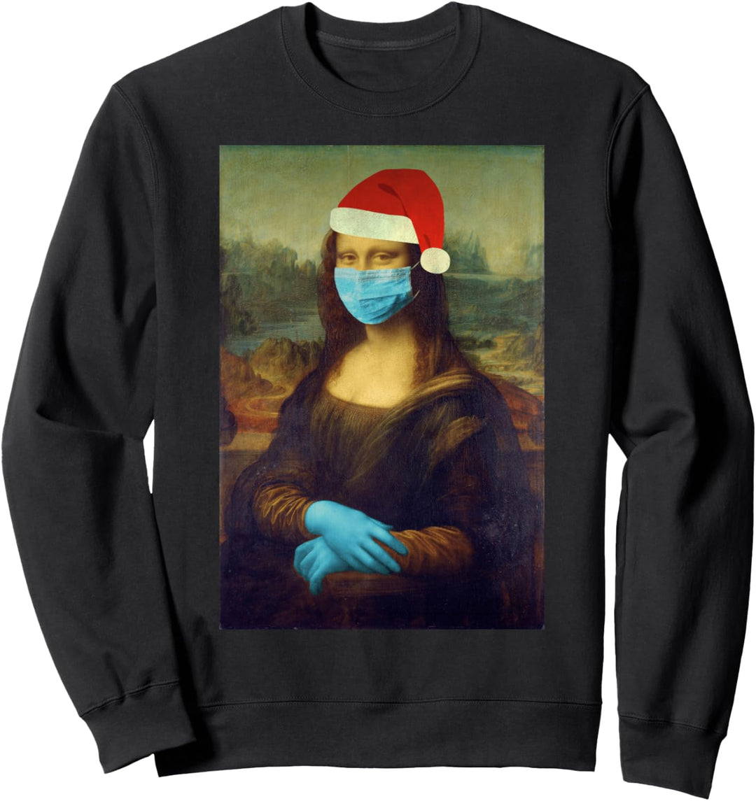 Mona Lisa Mundschutz Weihnachtspullover Maske Ugly Christmas Sweatshirt