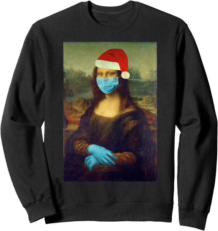 Mona Lisa Mundschutz Weihnachtspullover Maske Ugly Christmas Sweatshirt