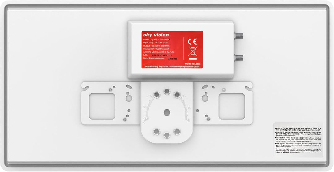 sky vision Flat Twin LNB Satelliten Flachantenne für 2 Teilnehmer inkl. Wand- + Masthalterung + 20m