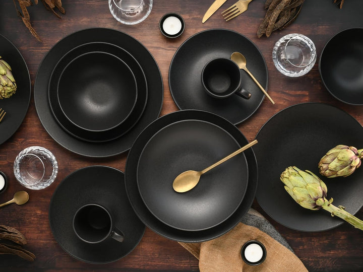 CreaTable, 23146, Serie SOFT TOUCH BLACK, Geschirrset, Kombiservice 20 teilig