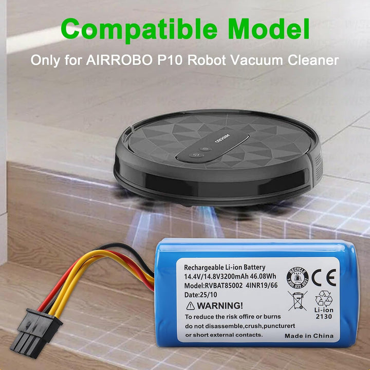 3200 mAh Ersatzakku Kompatibel mit AIRROBO P10 Roboterstaubsauger Akku für AIRROBO P10 14.4V