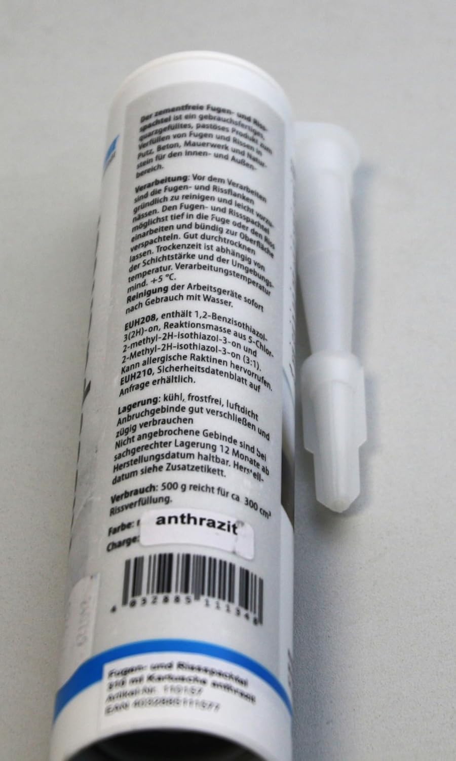 Orig. Ruberstein® Ruberstein Fugen- und Rissspachtel anthrazit, 310 ml Kartusche