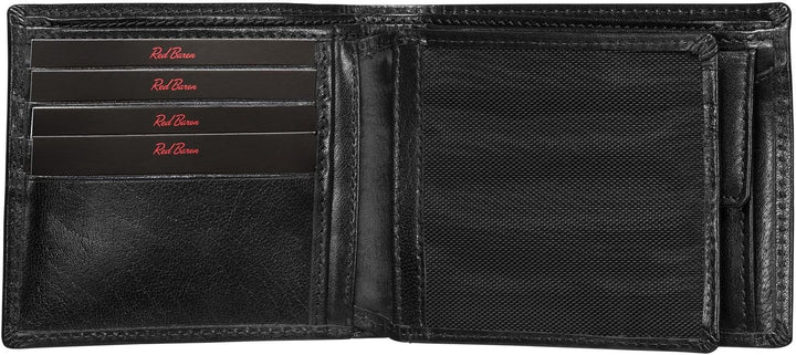 Portemonnaie Geldbörse Herren Red Baron Schwarz Echt Leder RB-WT-006-03
