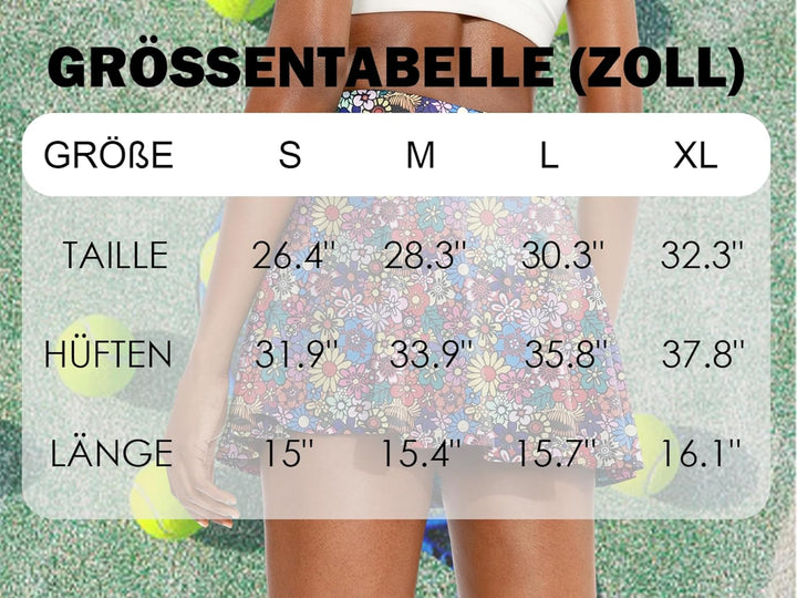 Damen Plissee-Tennisrock mit Hose Drunter, Hoher Taille Athletische Skorts mit Taschen, Perfekt für