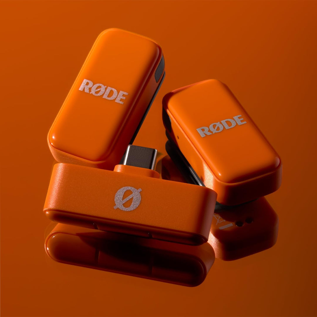 Rode Wireless Micro Drahtloses Mikrofon-System USB-C Orange mit Interview Micro Handadapter Orange u