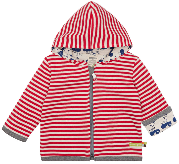 loud + proud Unisex Baby Ringel, GOTS Zertifiziert Wendejacke 50-56 Tomato, 50-56 Tomato