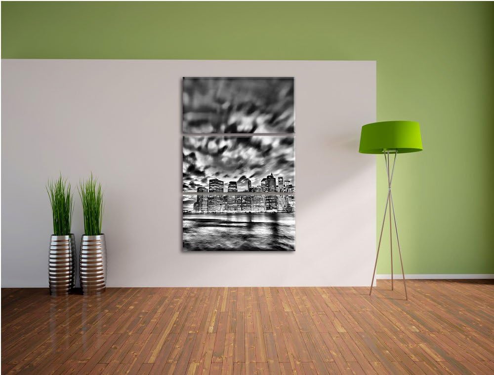 Pixxprint Skyline New York als Leinwandbild/Grösse: 3 Teilig (120x80) cm/Wandbild/Kunstdruck/fertig